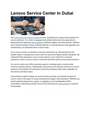 Lenovo Service Center In Dubai