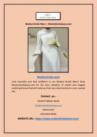 Modest Bridal Wear | Modestbridalwear.com