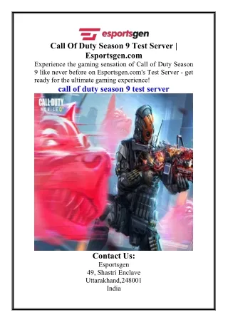 Call Of Duty Season 9 Test Server  Esportsgen.com