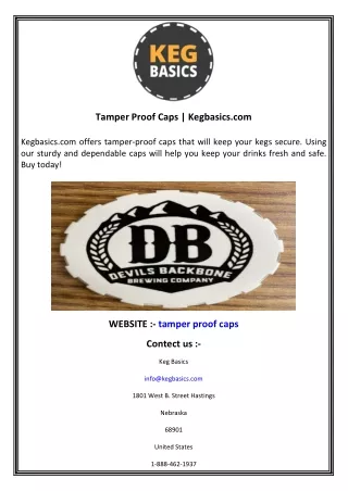 Tamper Proof Caps  Kegbasics.com