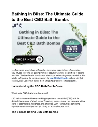 Bathing in Bliss_ The Ultimate Guide to the Best CBD Bath Bombs