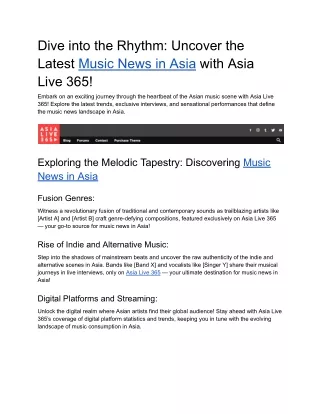 Melodic Plunge - Uncover the Latest Music News in Asia