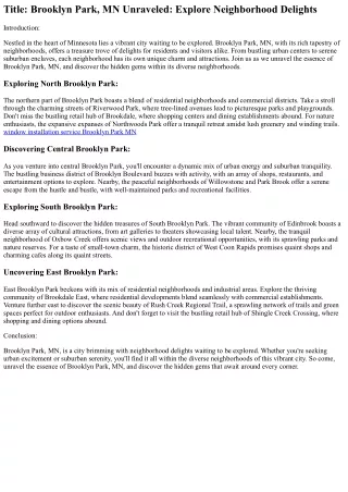 Embark on Your Next  in Brooklyn Park, MN: Your Ultimate Spot Awaits