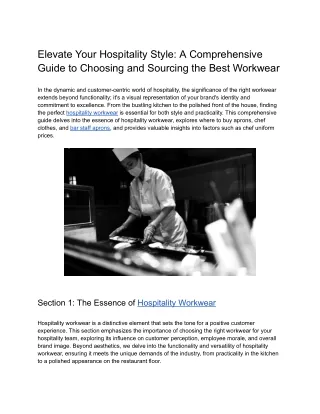 Elevate Your Hospitality Style_ A Comprehensive Guide to Choosing and Sourcing the Best Workwear