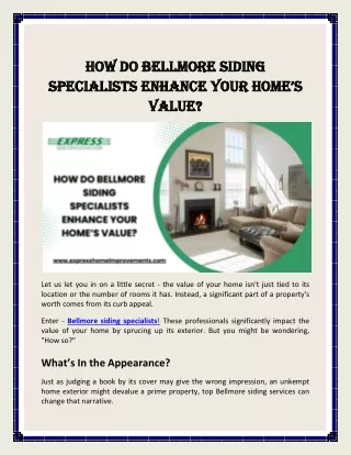 How Do Bellmore Siding Specialists Enhance Your Home’ Value?