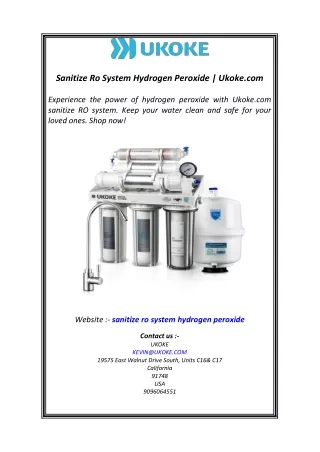 Sanitize Ro System Hydrogen Peroxide  Ukoke.com