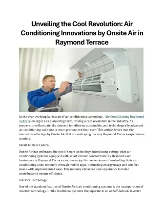 Unveiling the Cool Revolution in Air Conditioning Innovations by Onsite Air in Raymond Terrace