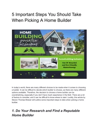 Building Your Dream Home Key Steps to Selecting the Right Home Builder