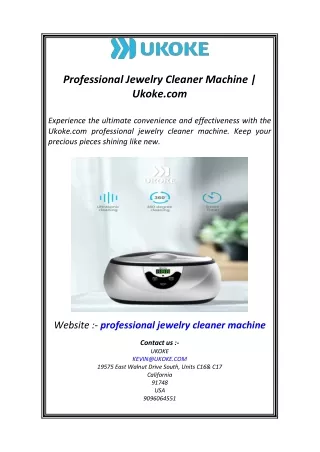 Professional Jewelry Cleaner Machine  Ukoke.com