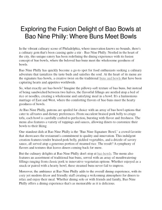 Exploring the Fusion Delight of Bao Bowls at Bao Nine Philly-Where Buns Meet Bowls