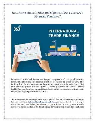 How International Trade and Finance Affect a Country’s Financial Condition?