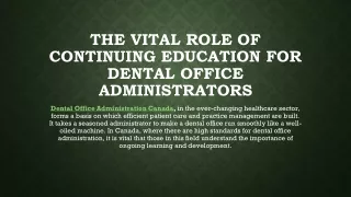 The Vital Role of Continuing Education for Dental Office Administrators