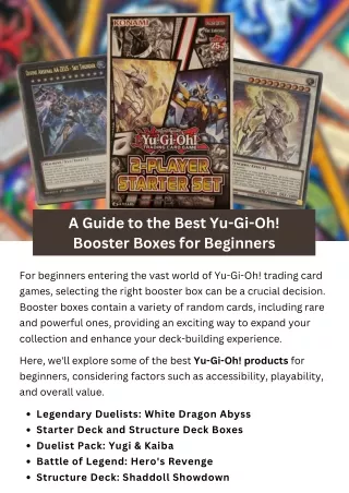 A Guide to the Best Yu-Gi-Oh! Booster Boxes for Beginners