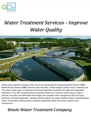 Water Treatment Services – Improve Water Quality