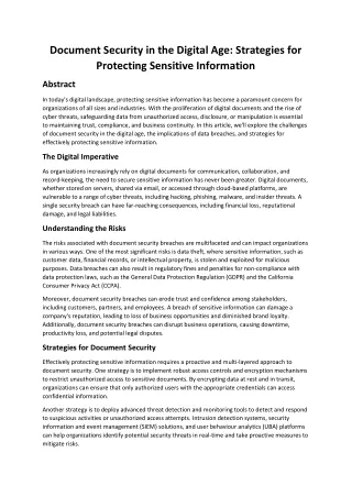 Document Security in the Digital Age: Strategies for Protecting Sensitive Inform