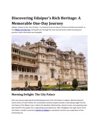 udaipur one day journey