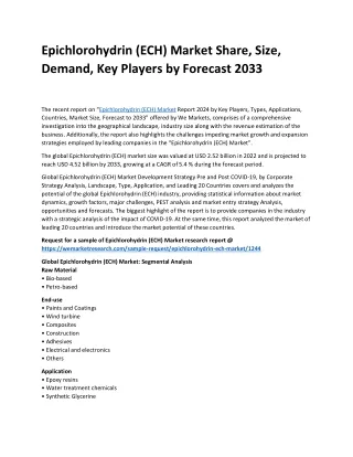 Epichlorohydrin (ECH) Market