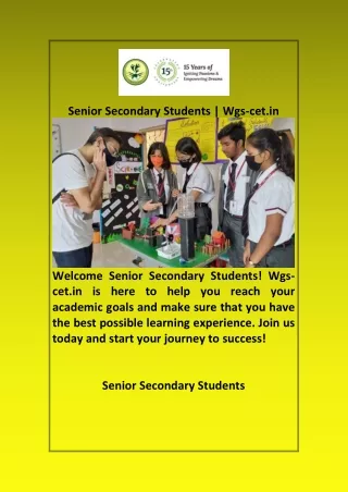 Senior Secondary Students  Wgs cet in