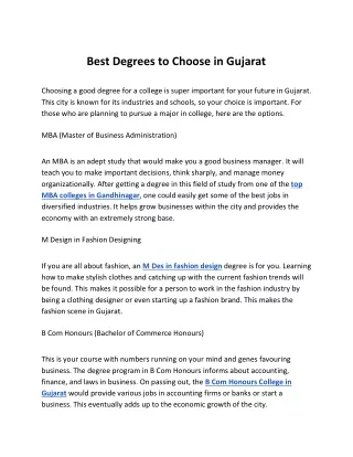 Best Degrees to Choose in Gujarat