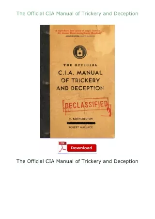 Download⚡(PDF)❤ The Official CIA Manual of Trickery and Deception