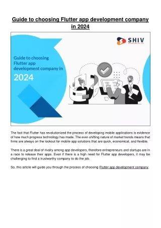 A Guide to Choosing the Best Flutter App Development Company in 2024