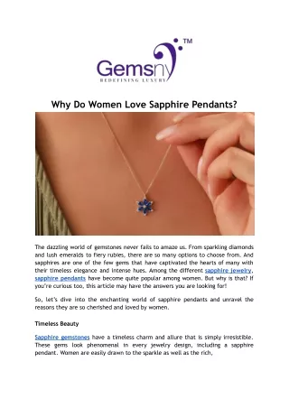 The Fascinating Relationship Between Sapphire Pendants and Women