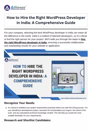 How to Hire the Right WordPress Developer in India-A Comprehensive Guide