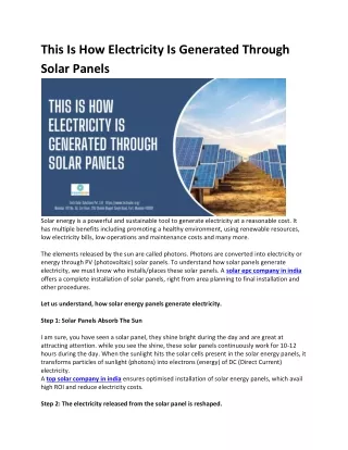 This Is How Electricity Is Generated Through Solar Panels.