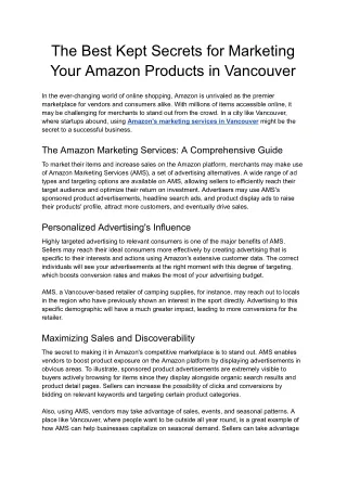 The Best Kept Secrets for Marketing Your Amazon Products in Vancouver - Google Docs