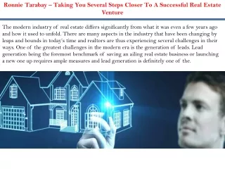 Ronnie Tarabay – Taking You Several Steps Closer To A Successful Real Estate Venture