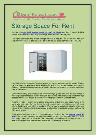 Storage Space For Rent