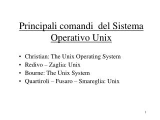 Principali comandi del Sistema Operativo Unix