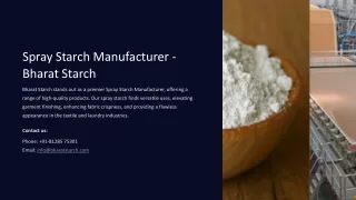 Spray Starch- Spary Starch Manufacturer in India - Gujarat