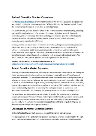 Animal Genetics Market Overview