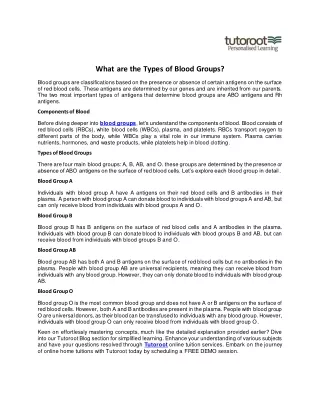 What are the Types of Blood Groups?