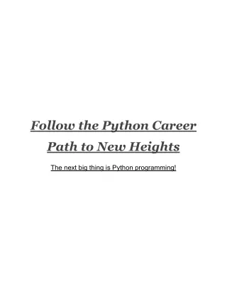 Python Career Path