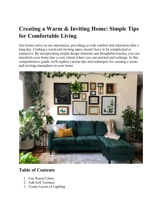 Creating a Warm & Inviting Home - Simple Tips for Comfortable Living