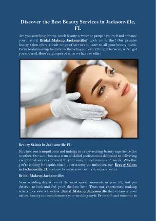 Discover the Best Beauty Services in Jacksonville, FL