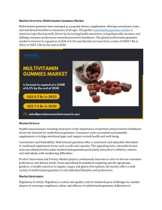 Multivitamin Gummies Market Convenience and Taste Fuel Market Growth