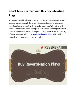 Boost Music Career with Buy Reverbnation Plays