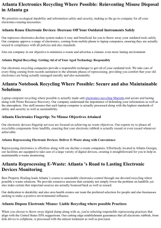 Atlanta Recyclable Computers: Innovating in Computer Recycling Centers