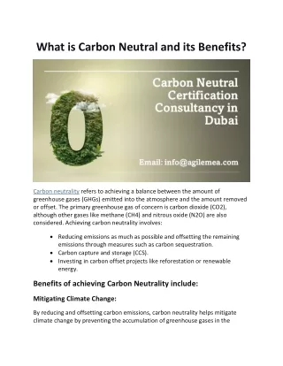 What is Carbon Neutral and its Benefits