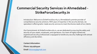 Commercial Security Services in Ahmedabad, Commercial Security Agency in Ahmedab