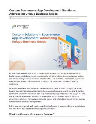 Custom Ecommerce App Development Solutions: Addressing Unique Business Needs