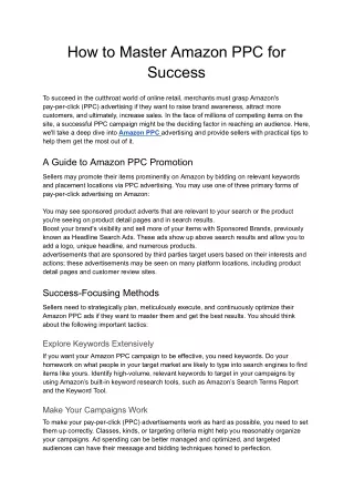 How to Master Amazon PPC for Success - Google Docs