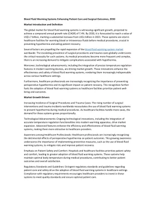 Blood Fluid Warming Systems Enhancing Patient Care and Surgical Outcomes, 2030