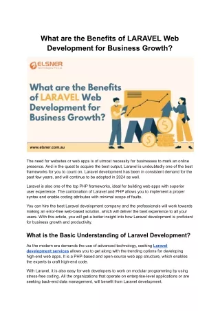 What are the Benefits of LARAVEL Web Development for Business Growth?