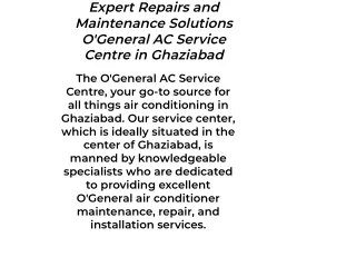 Your Trusted Destination for Air Conditioning Maintenance and Repair O'General A