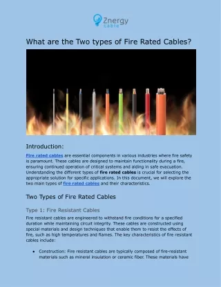 What are the Two types of Fire Rated Cables