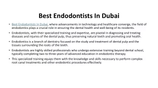 Best Endodontists In Dubai